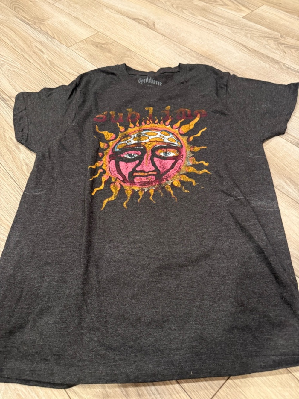 Sublime Women's Charcoal Short Sleeve Band Tee - Sun Graphic